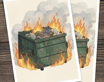 Hot Garbage TCG Card Sleeve Art | Cartoon Dumpster Fire | Funny Meme Card Sleeves |  Custom Sleeve Art