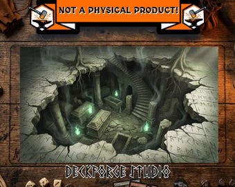 3D Sunken Necropolis TCG Playmat Art | Fantasy Playmat Art | Custom Art Playmat | Custom Playmat Image Download