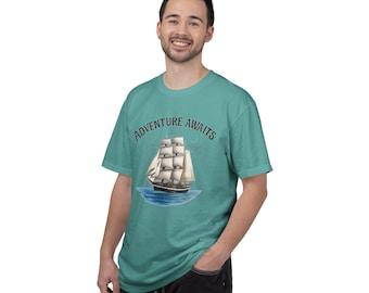Camiseta de velero "La aventura te espera" / Camiseta náutica vintage de velero