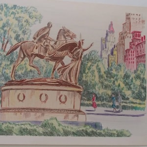 Vintage Print,City Scene,Grand Army Plaza,Manhattan,Christmas Gift,Birthday Gift,Home Decor,Wall Hanging,Free Shipping