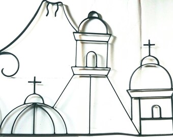 Vintage Wrought Iron Wall Hanging,Church Roof Tops,Dome Shaped Roofs,Church Steeples,Rustic Home Decor,FREE Shipping