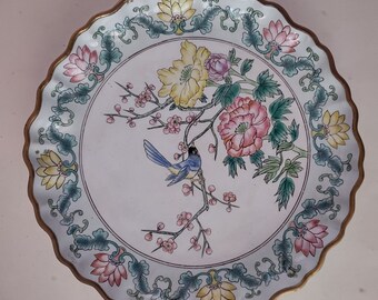 Vintage Famille Rose Ceramic Plate,Floral Motif,Cottage Chic,Garden Decor,Home Decor,FREE Shipping