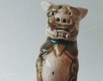 Vintage Ceramic Bowl With Foo Dog,Ashtrays,Primitive,Rustic,FREE SHIPPING