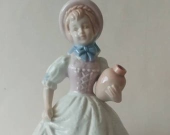 Vintage Porcelain Musical Figurine. Lady With A Bonnet,Younger Than Spring Time,Otagiri,Made in Japan,FREE SHIPPING