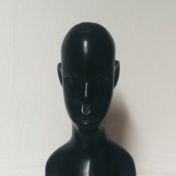 Vintage Small Bust of Man,Black,Ceramic,African,Home Decor,FREE Shipping