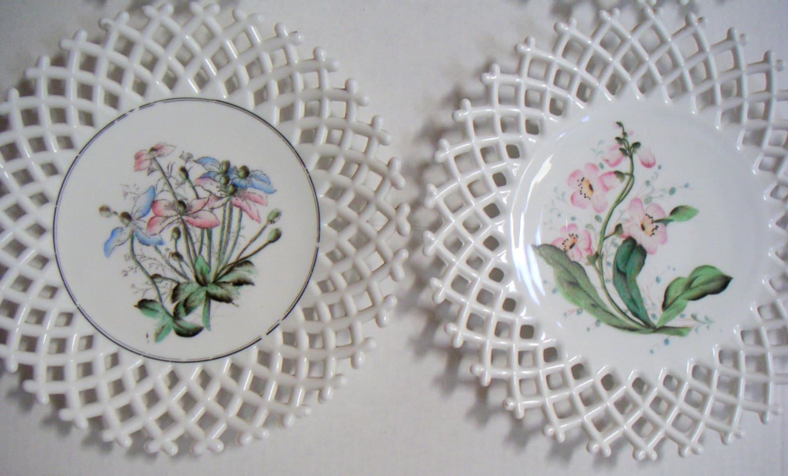 Vintage Milk Glass Plates Floral Motif Open Lattice Work. 6 Etsy