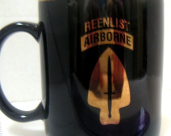 Vintage Mug,Reenlist Airborne,Military,Coffee Mug,Keepsake,Collectible Mug,Mug Collectors