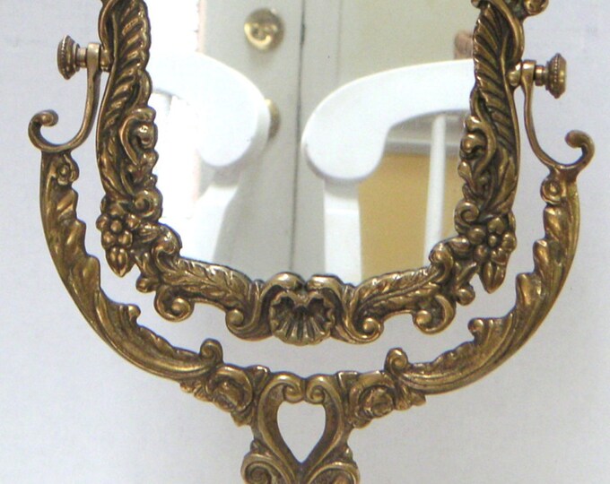 Vintage Brass Dresser/vanity Mirror Swivel Mirrorhome Etsy