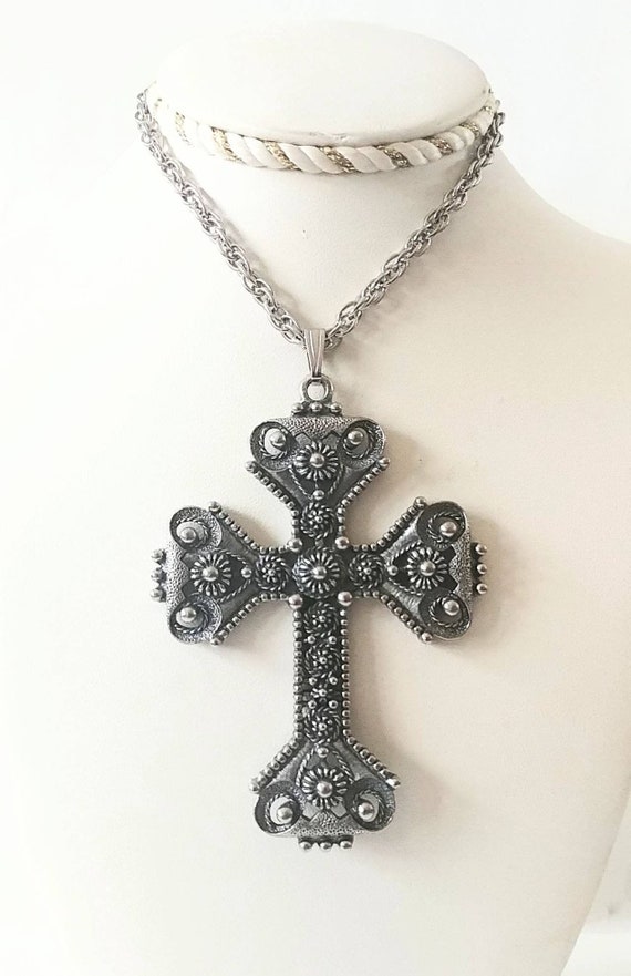 Vintage Necklace,Cross Pendant and Chain by Sarah 