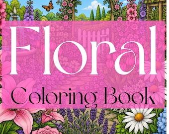 30 målarbilder med blommor | Målarbok för vuxna och barn | Digitala målarbilder | Direktnedladdning | Utskrivbar PDF-fil