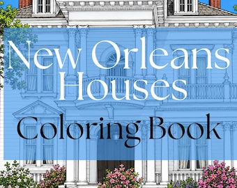 33 målarbilder med hus i New Orleans | Målarbok för vuxna och barn | Digitala målarbilder | Direktnedladdning | Utskrivbar PDF-fil