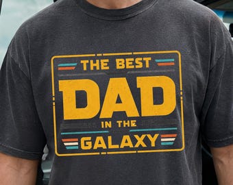 Best Dad In The Galaxy Shirt, Comfort Colors Funny Dad Lounging Tee, Vintage Retro Sci Fi Fathers Day Gift, Sci-Fi Geek Tee Gift for Husband