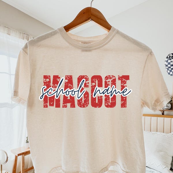 Custom School Mascot Boxy Tee, Comfort Colors® Personalized Team Name Boxy, Distressed Back To School Boxy, Game Day Tee, Cheer Mascot Tee