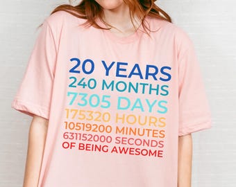 20 Years Old Shirt, 20th Birthday Sweatshirt, Custom Birthday Math Hoodie, Custom Age Sweatshirt, Birthday Graphic Tee, Being Awesome Gift