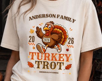 Custom Turkey Trot Shirt, Personalized Family Turkey Trotters Tee, Comfort Colors Thanksgiving Run Shirt, Matching Thanksgiving Family Race