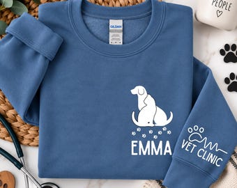 Custom Veterinary Sweatshirt, Personalized Vet Tech Hoodie, Custom Vet Clinic Sweatshirt, Personalized Vet Name Hoodie, Vet Tech Week Gift
