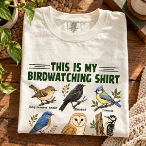 This Is My Birdwatching Shirt, Comfort Colors Vintage Bird Watch Tee, Bird Lover Gift, Botanical Ornithology Graphic Tee, Nature Lover Shirt