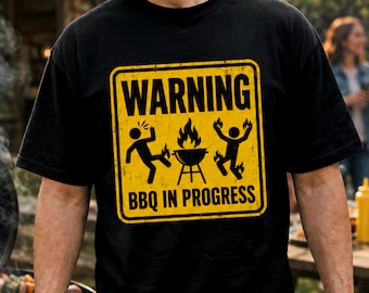 Warning BBQ In Progress Shirt, Comfort Colors USA Independence Day T-Shirt, Funny Dad Grilling Top, Sarcastic Cookout Tee, Father's Day Gift