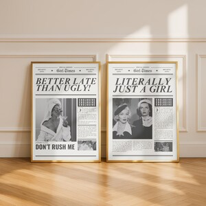 Girly Newspaper Wall Art Set | Chic Fashion Prints (Digital Download)