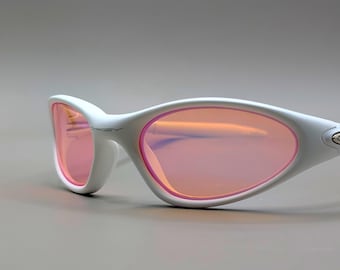 Oakley Minute 1.0 Style Y2K Sunglasses | White Frame Pink Lens