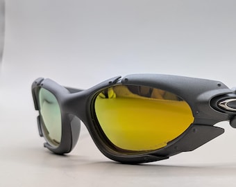 Oakley Plate 1.0 Style Sunglasses – Gray Frame, Yellow Mirrored Lenses
