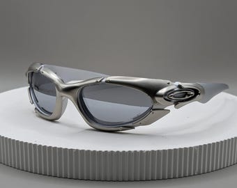 Oakley Plate zonnebrillen vintage Y2K | Zeldzame futuristische wrap-around bril | Oakley archief brillen