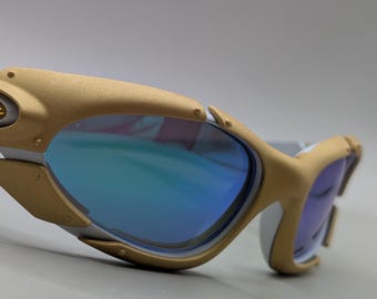 Oakley Plate Gold Edition – Blauwe Iridium-lenzen / Y2K Sportzonnebril