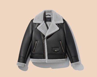 Chaqueta de aviador para hombre, hecha a mano, de piel de oveja auténtica, chaqueta bomber B3