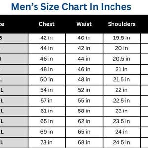 Peut inclure: Tableau des tailles pour hommes en pouces. Il indique les mesures de la poitrine, de la taille, des &eacute;paules et des manches. Les tailles vont de XS &agrave; 7XL, avec des mesures en pouces (1 pouce = 2,54 cm).
