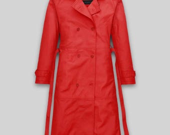 Abrigo largo de piel de oveja auténtica hecho a mano para mujer