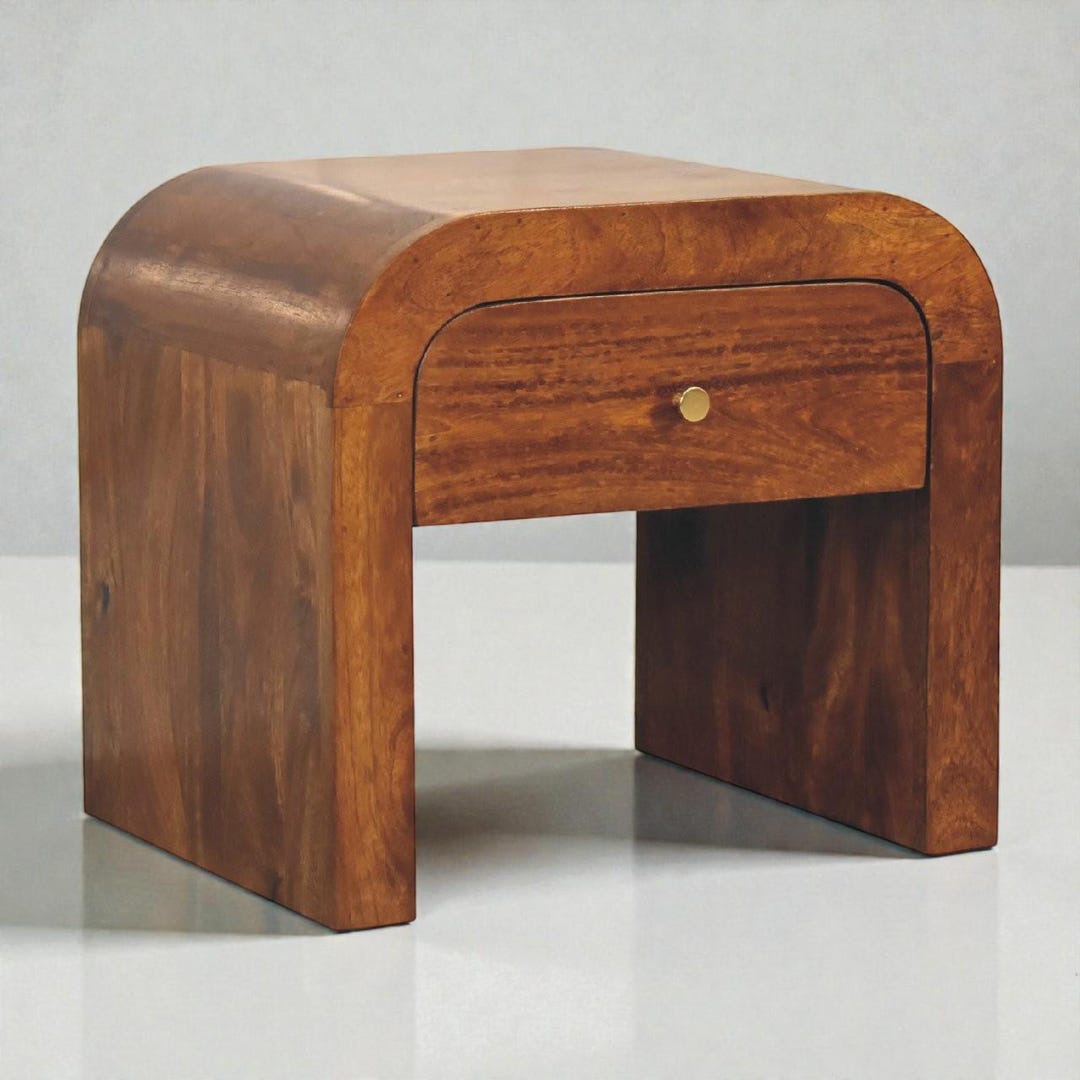 Chestnut Nightstand – Solid Mango Wood Bedside Table With Drawer - Etsy