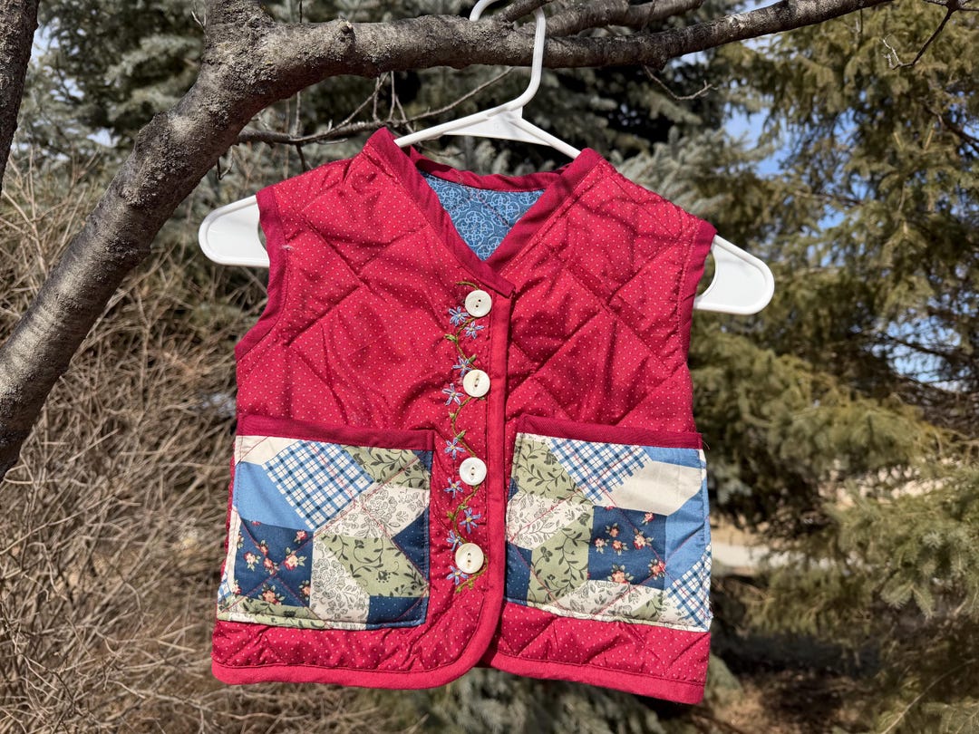 Size 4T Child’s Quilted Vest With Hand Embroidered Detail - Etsy