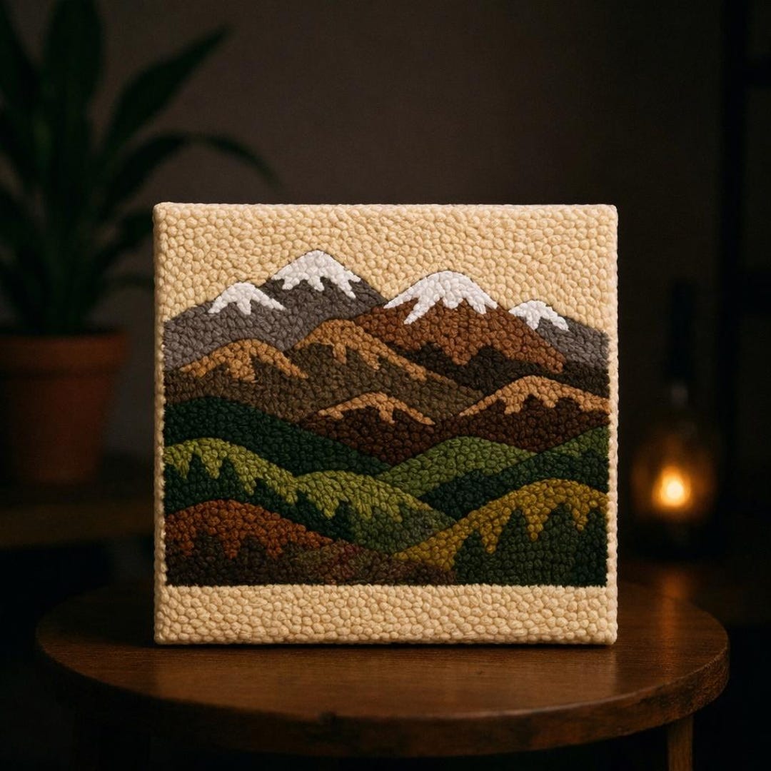 Handmade Punch Needle Wall Art – Modern Textile Art, 25x25cm Home Decor ...