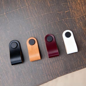 Handmade Leather Drawer Pulls Handles | Handmade Leather Cabinet Knobs with Metal Screw | Minimal Furniture Hardware | 6 Color Options