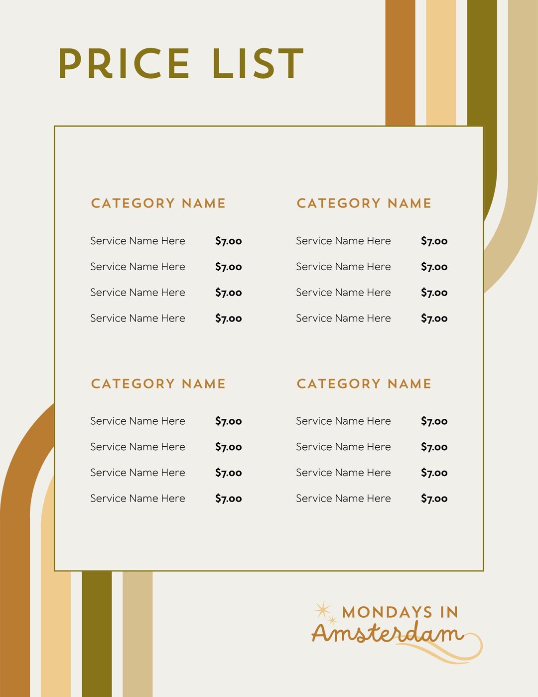 Editable Price List Templates for Small Business | Bakery, Boutique ...