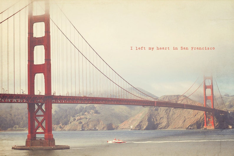 San Francisco Art, San Francisco Photo, San Francisco Print, Golden Gate Bridge, Home Art Decor, Golden Gate Photo, Typography Photo image 1