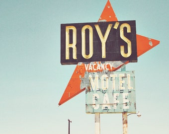 Roy's Motel & Cafe, Roy's Motel Print, Roy's Motel Art, Route 66 Print, Route 66 Art, Road Sign Art, Amboy California, Road Sign Print