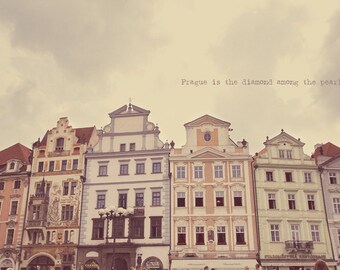 Prague Architecture, Prague Wall Art, Prague Print, Prague Photo, Prague Art, Pastel Prague, Home Art Decor, Typography Photo