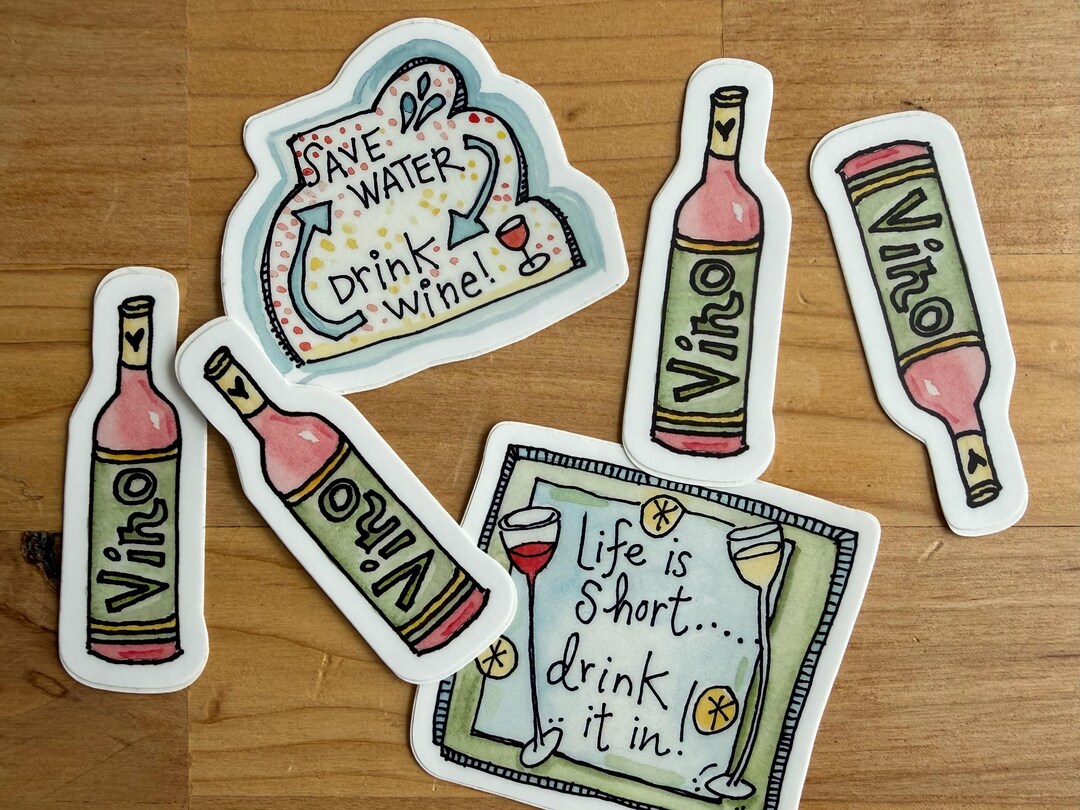 Wine Layout Sticker ALL the Wine Stickers: Waterproof Vinyl Decals (SET of SIX!) - Etsy