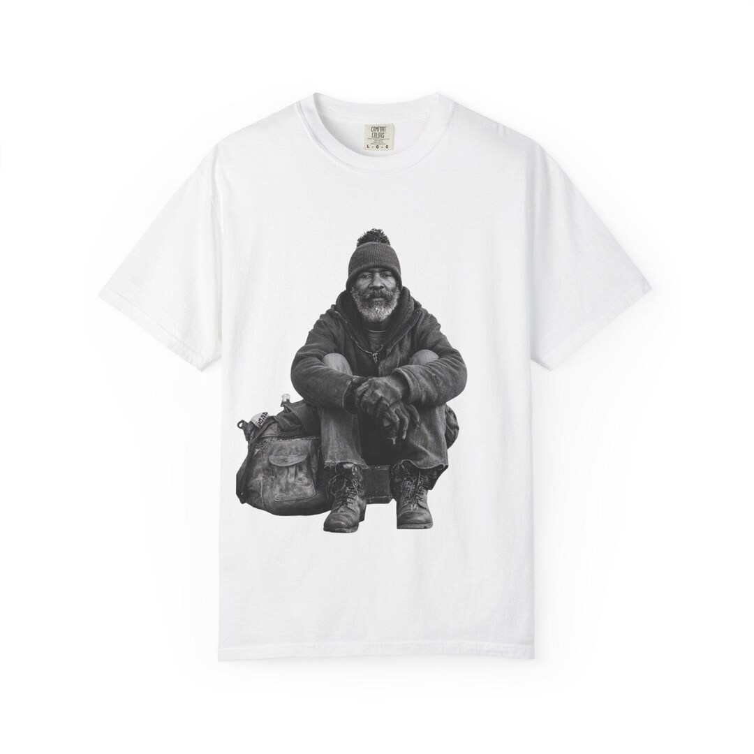 Homless Shirt Smiling Homeless Man Portrait T-shirt | Urban Street Photography Tee - Etsy