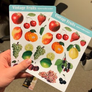 Vintage Fruit Sticker Sheet // Planner, Scrapbook or Junk Journaling Stickers image 2