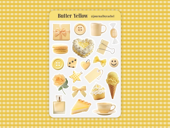 Butter Yellow Trinket Sticker Sheet, Journal, Scrapbook, Cottagecore Planner Stickers