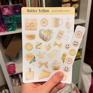 Butter Yellow Trinket Sticker Sheet, Journal, Scrapbook, Cottagecore Planner Stickers image 2