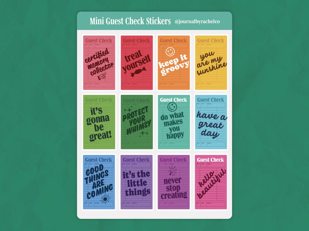 Mini Guest Check Stickers // Junk Journal Ephemera Sticker Sheet - Etsy