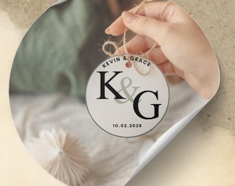 Benutzerdefinierte Hochzeits-Monogrammaufkleber | Personalisiertes Paar Initialen Logo |  Gefälligkeiten | Digitales Siegel