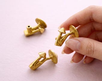 Modern Solid Brass Mushroom Cabinet Knob Brushed Gold Drawer Dresser Pull