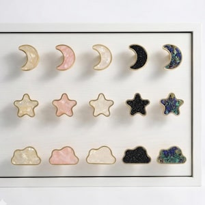 Star Moon Clouds Cabinet Knobs, Nursery Drawer Pull, Wardrobe Closet Pulls,  Dresser Knobs