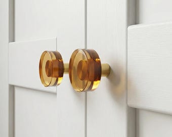 Amber Glass Cabinet Knob – Modern Drawer Pull for Dresser & Kitchen Cabinets