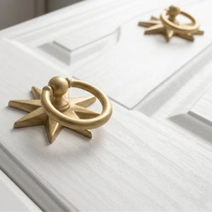 Sun massief messing kastknoppen en handgrepen, kleerkastgrepen, ringsluiting, cirkelvormige ladegrepen afbeelding 2