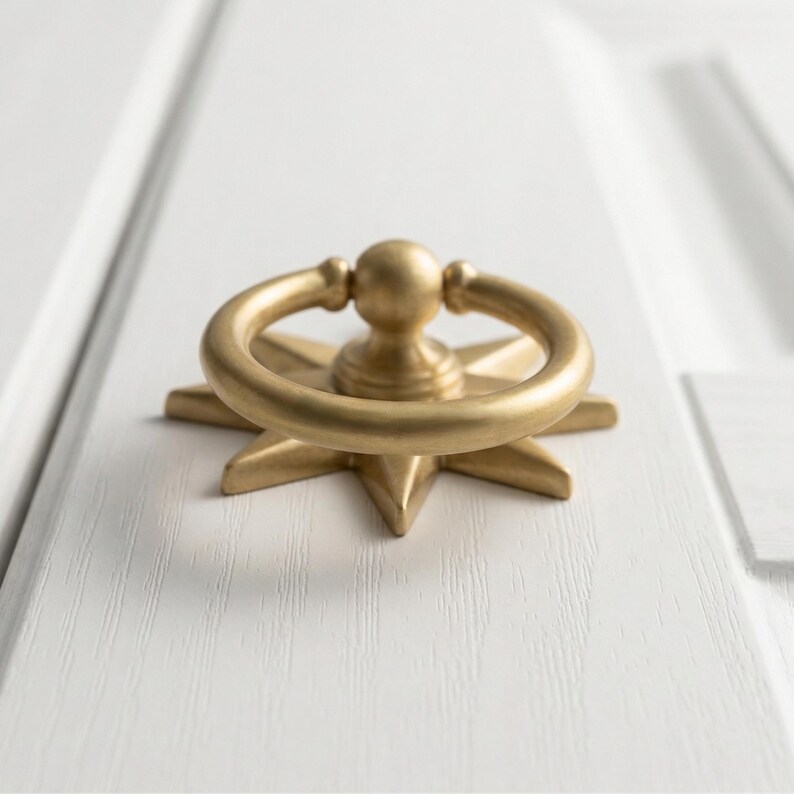 Sun massief messing kastknoppen en handgrepen, kleerkastgrepen, ringsluiting, cirkelvormige ladegrepen afbeelding 3